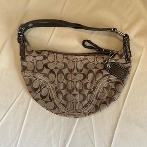 Coach vintage leather and fabric shoulder bag